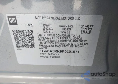 2024 Cadillac Ct4 Luxury из США, поврежденный, VIN 1G6DA5RK9R0101571